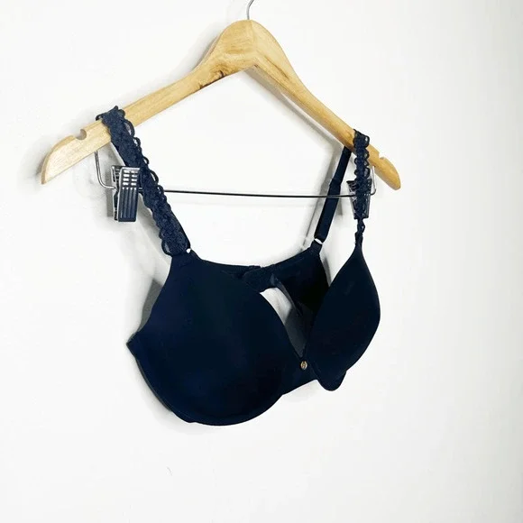 Natori PURE LUXE CUSTOM COVERAGE CONTOUR UNDERWIRE BRA BLACK smooth womens 34C - Picture 3 of 6